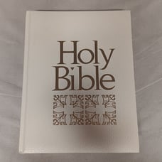 Holman Holy Bible White Hardcover 1970 King James Illustrated 9 x 11.5 x 2.5