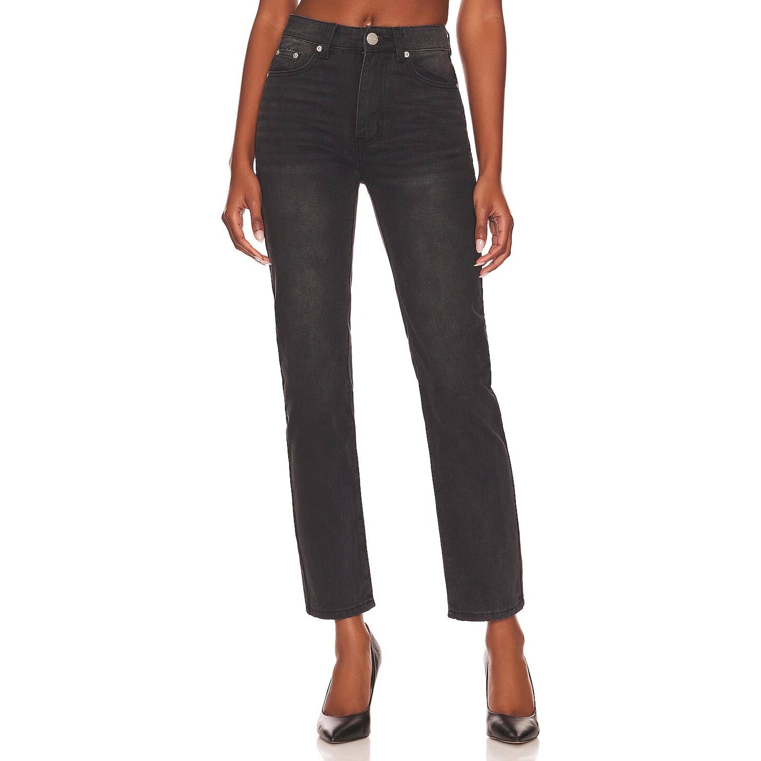 Rowan High Rise Faded Black Button Fly Jeans 25