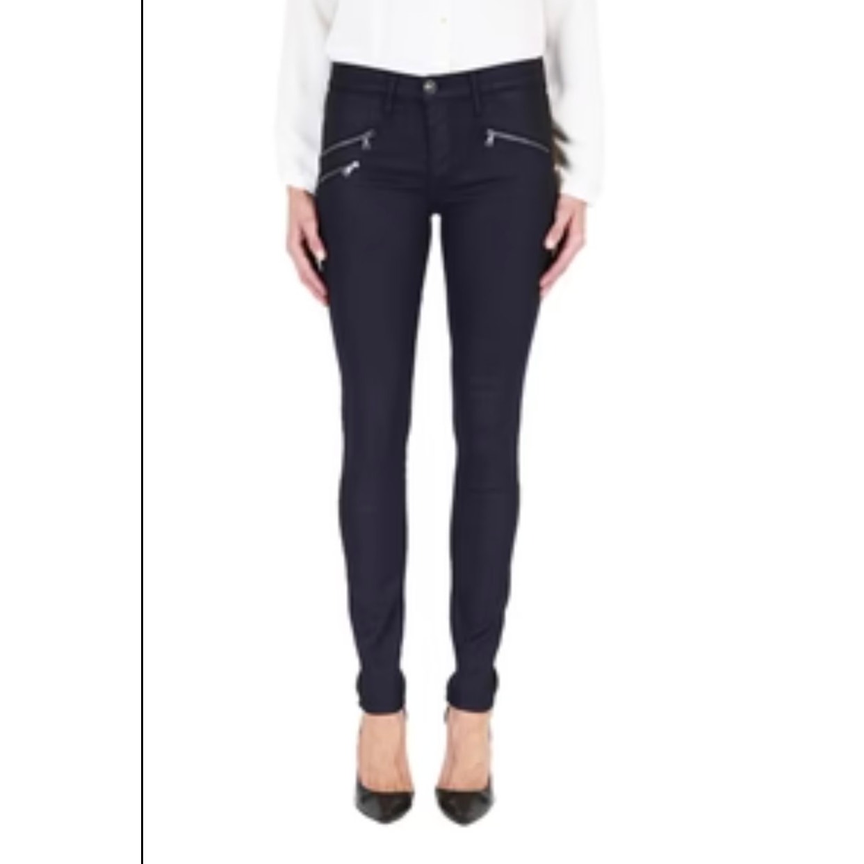 Black Orchid Billie Zipper Skinny Jeans Blue Denim 26 NWT Retail 174
