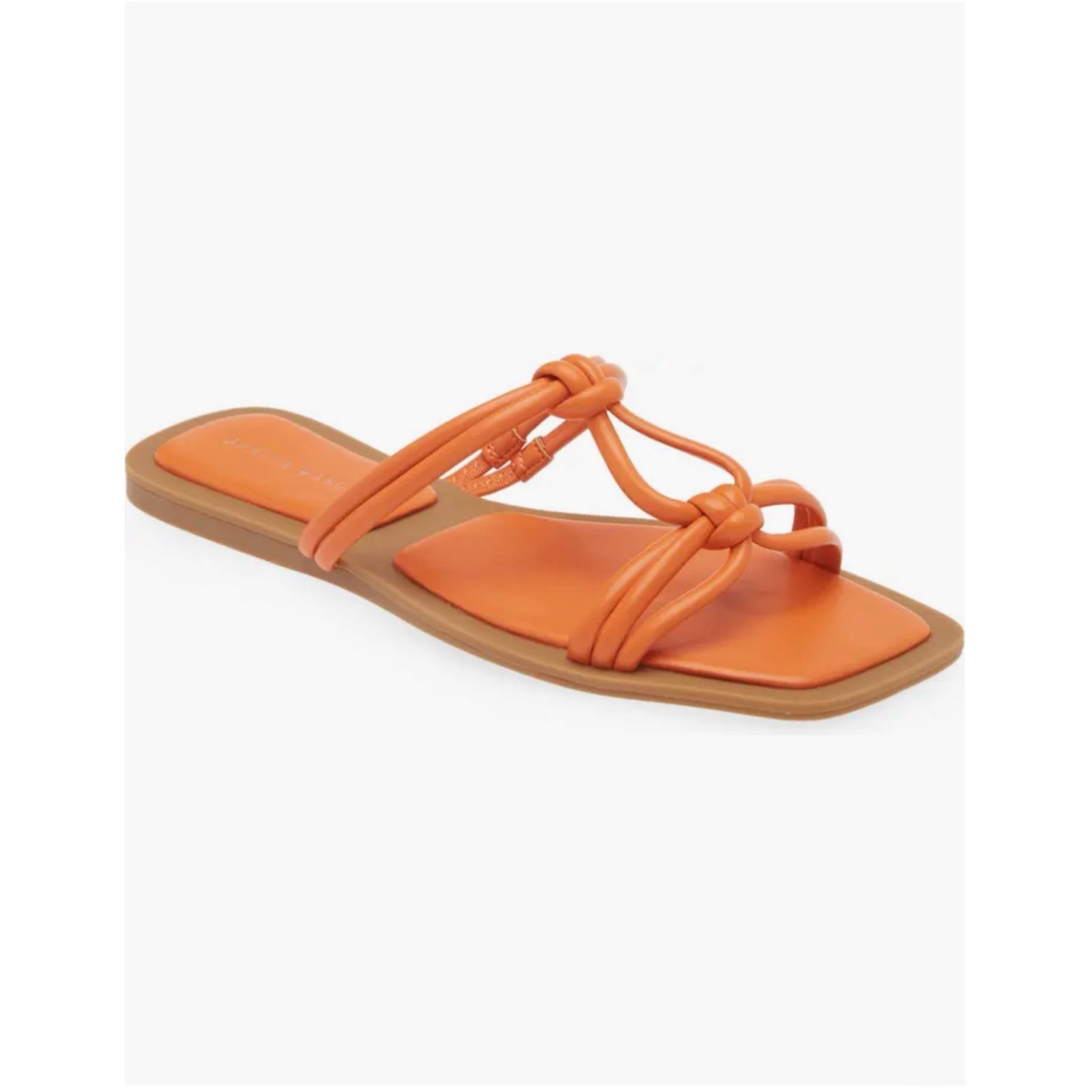 Azalea Wang Stetson-Orange Tubular Straps Flat Sandal, 7