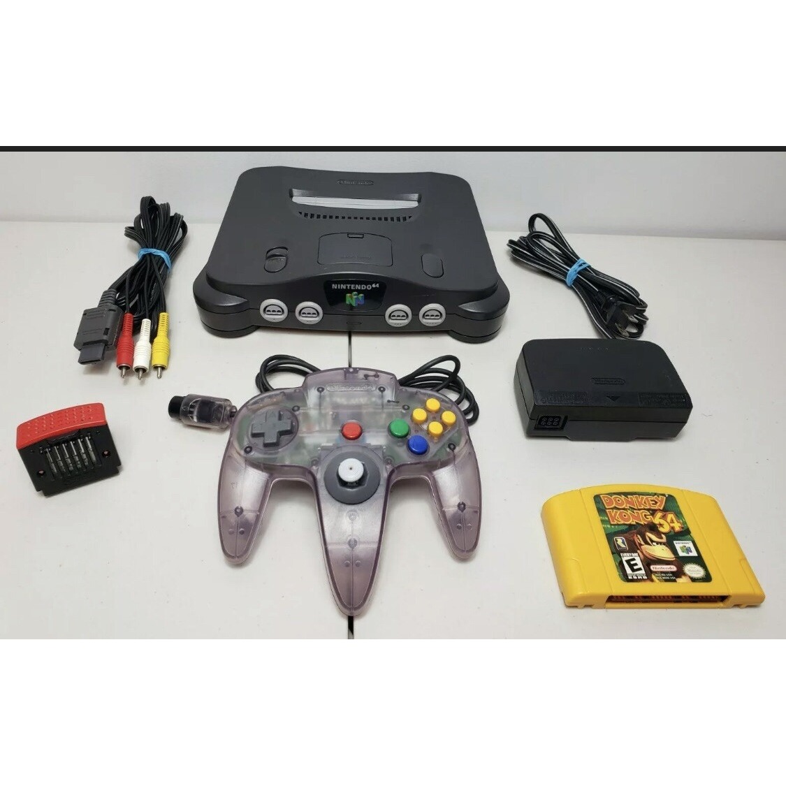 Nintendo 64 Console Bundle - Expansion Pak + Controller Donkey Kong N64 TESTED