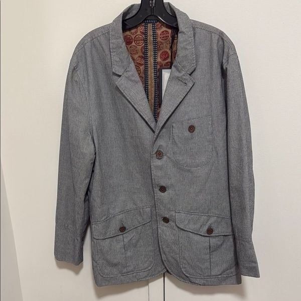 Ted Baker London NWT Washed Cotton Blazer in Navy Micro Houndstooth. Size small.