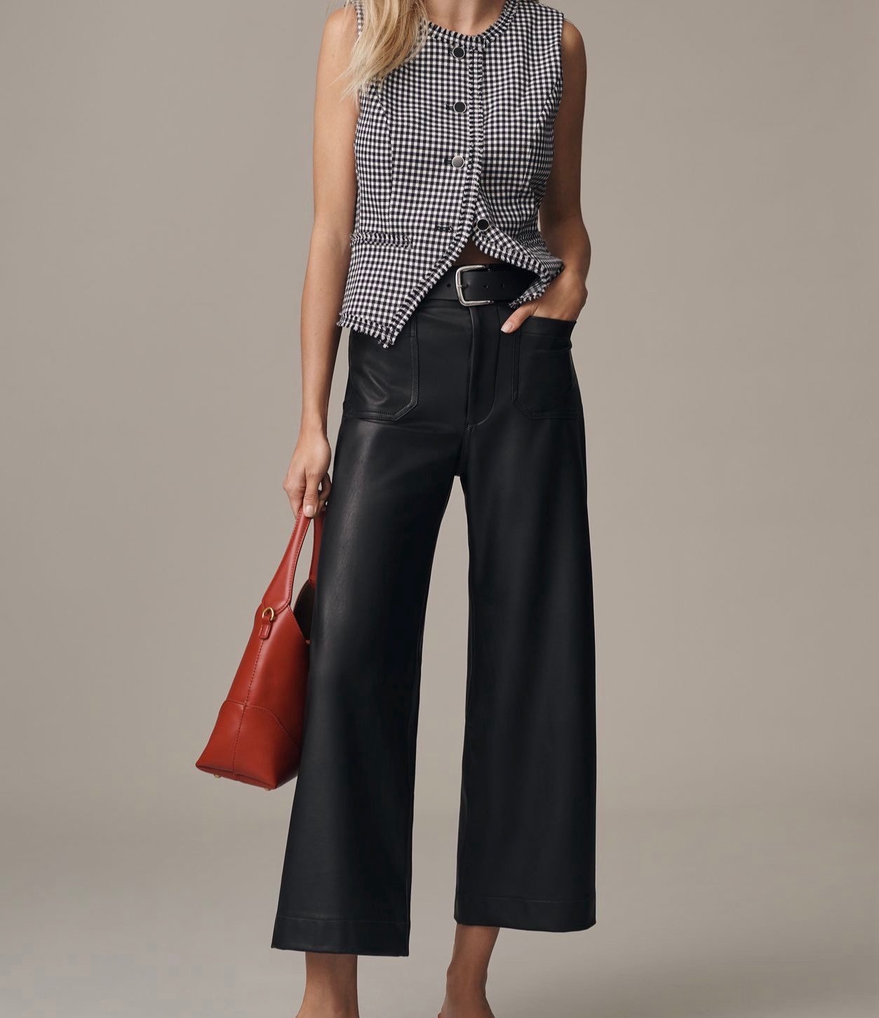 NWOT Anthropologie Maeve Cropped Colette Faux leather pants sz 30