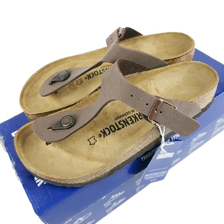 BIRKENSTOCK Gizeh BS Birko Flor Leather Thong Sandal MOCCA Regular Fit Size 36