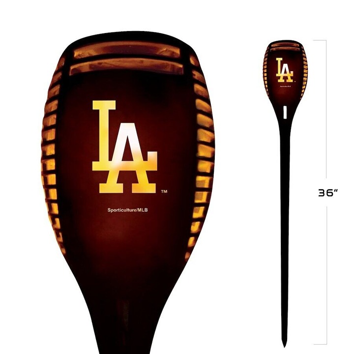 Los Angeles Dodgers LED Solar Torch 36 Tall Flickering Amber Flame NFL Outdoor