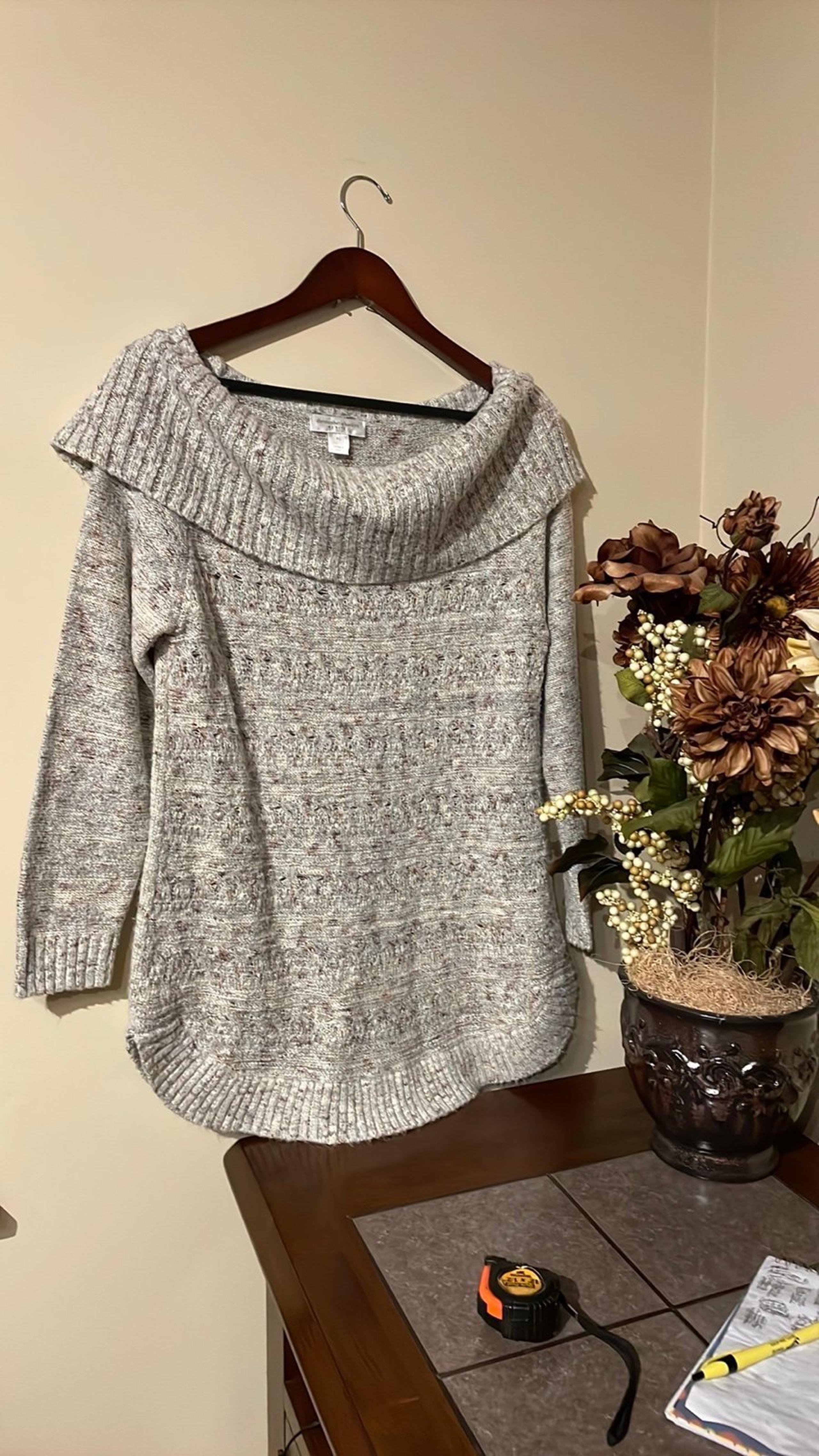 Christopher & Banks Women’s Petite Large Acrylic Cowl Neck Sweater