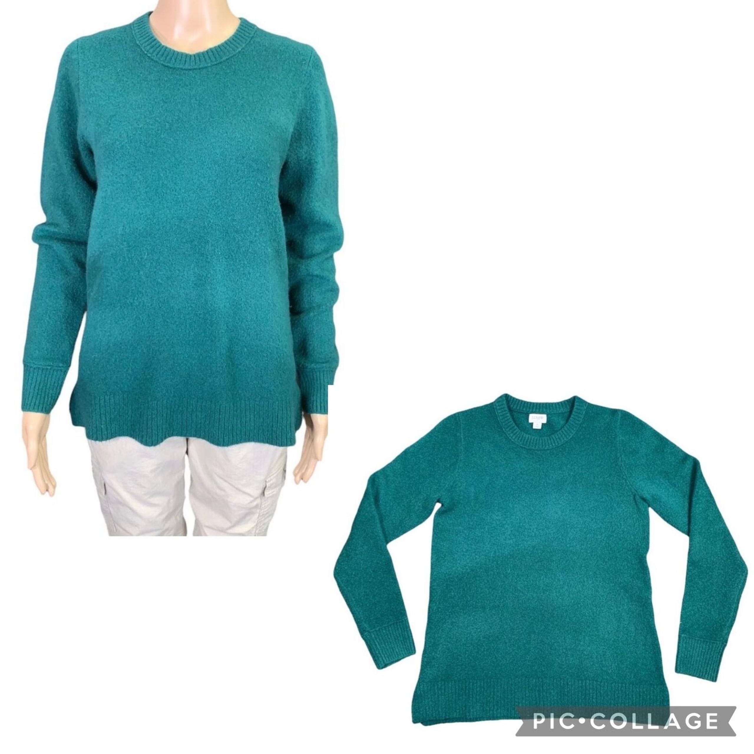 Womens Sweater Wool Blend Pullover Tunic Long Sleeves Forest Green Small - J.Crew
