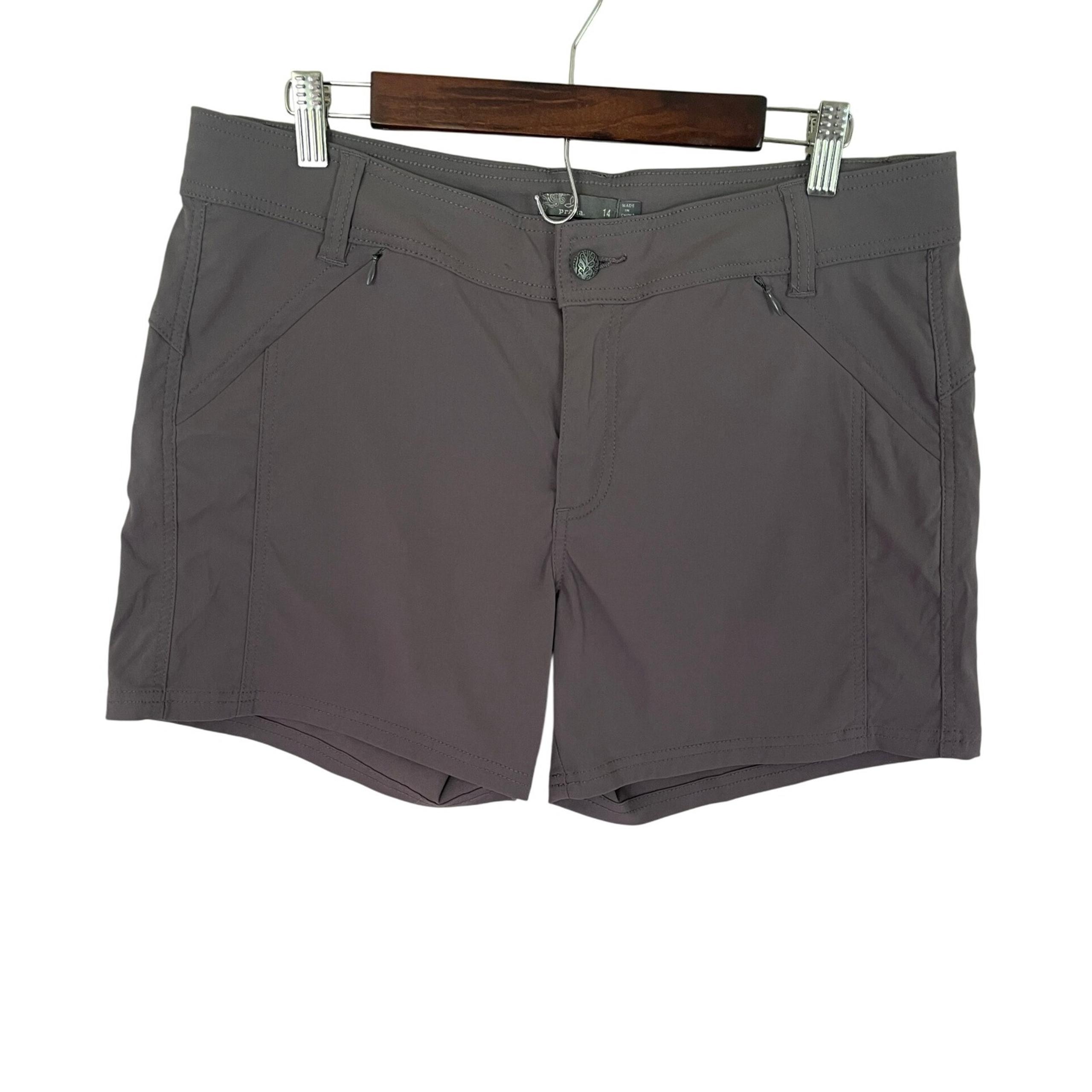 Prana Zion Hiking Shorts Stretch Performance Travel Casual Gray Size 14
