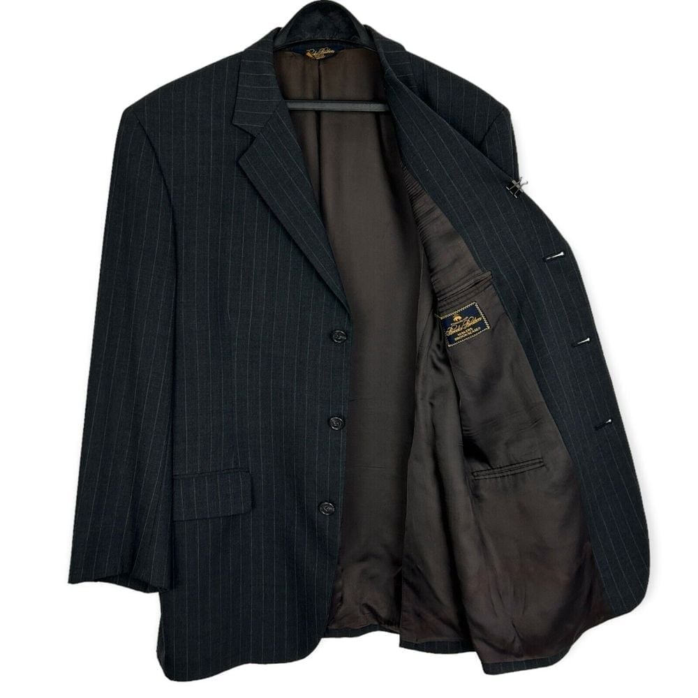 Vintage USA Brooks Brothers 42R Wool Gray Striped Sport Coat Blazer Jacket *read