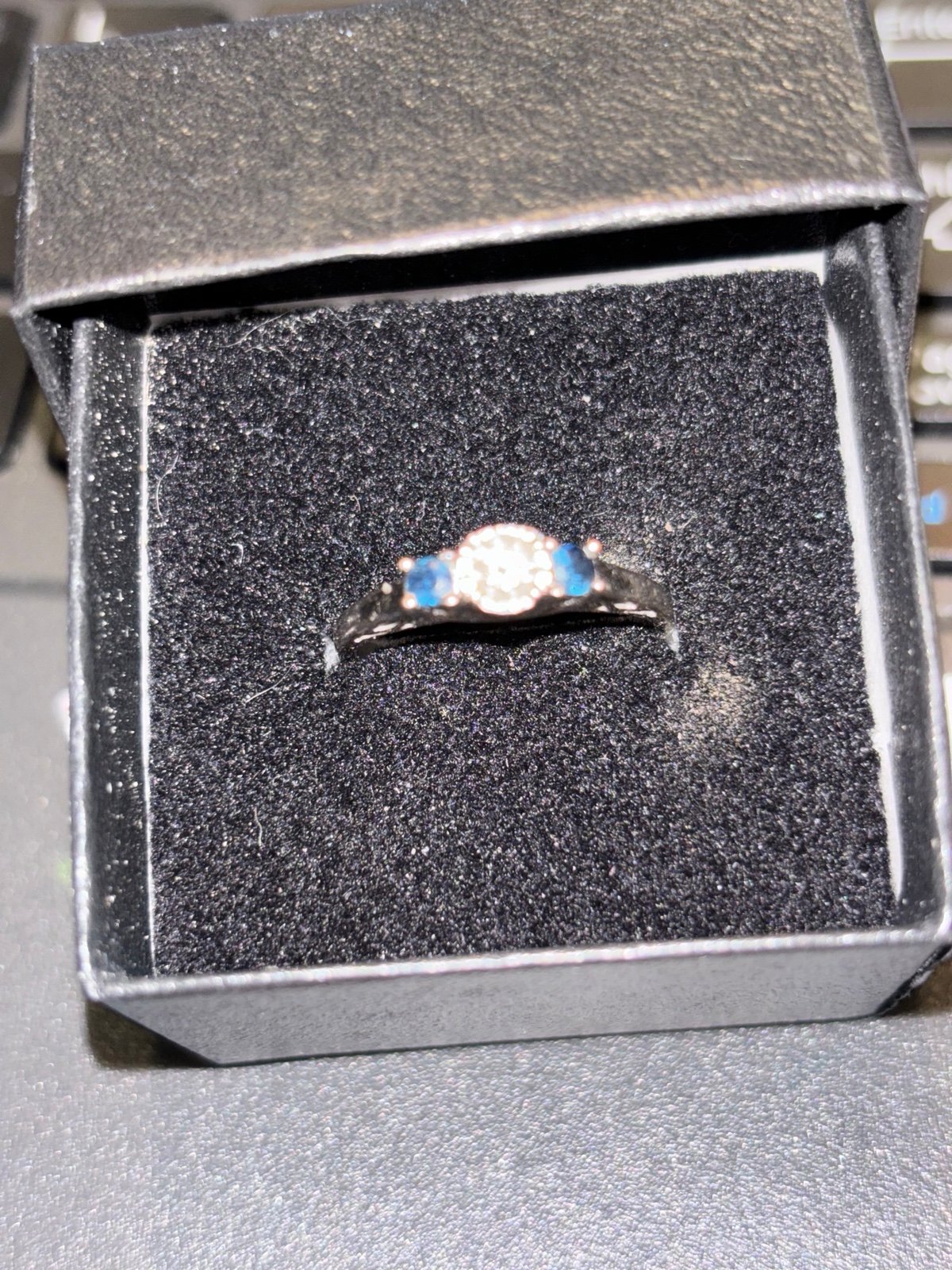 Natural diamond & sapphire engagement ring