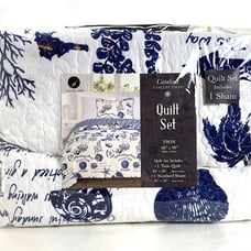 Catalina Coastal Collection Quilt Set Twin Size New Includes 1 Standard Sham