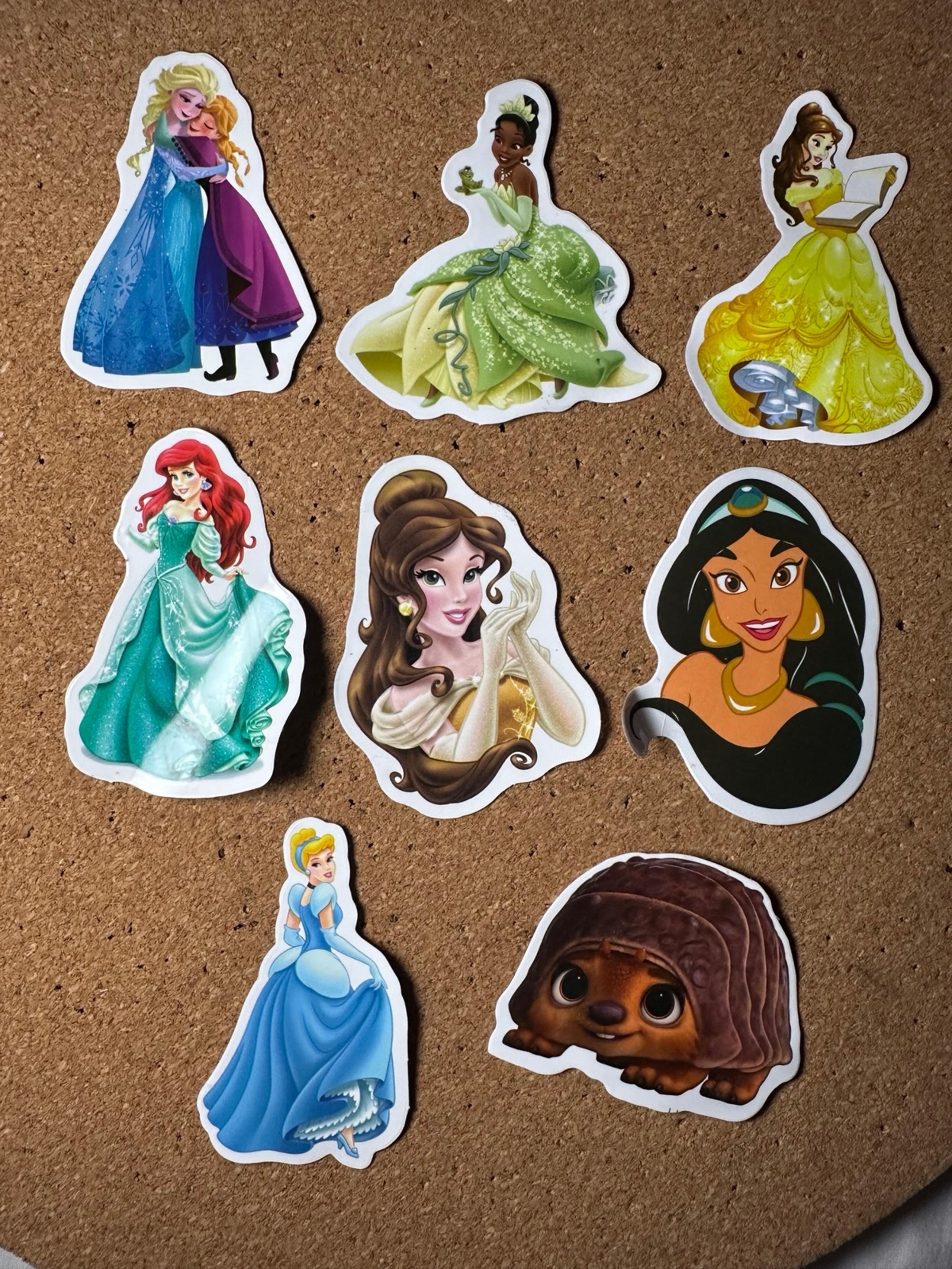 DISNEY PRINCESS STICKERS (8 pcs) Classic & Recent Die-Cut Character Stickers
