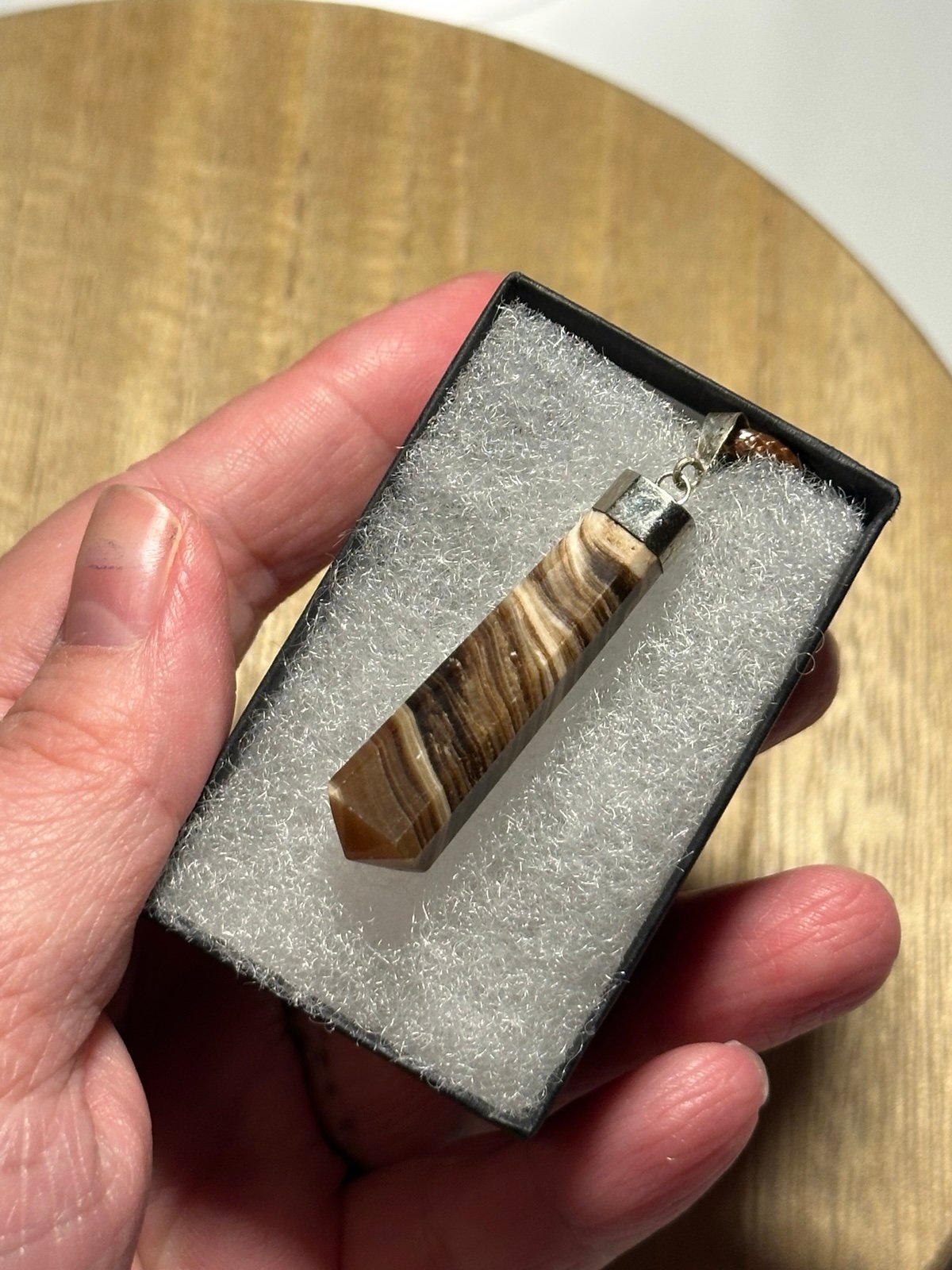 925 chocolate calcite pendent comes with a cord necklace