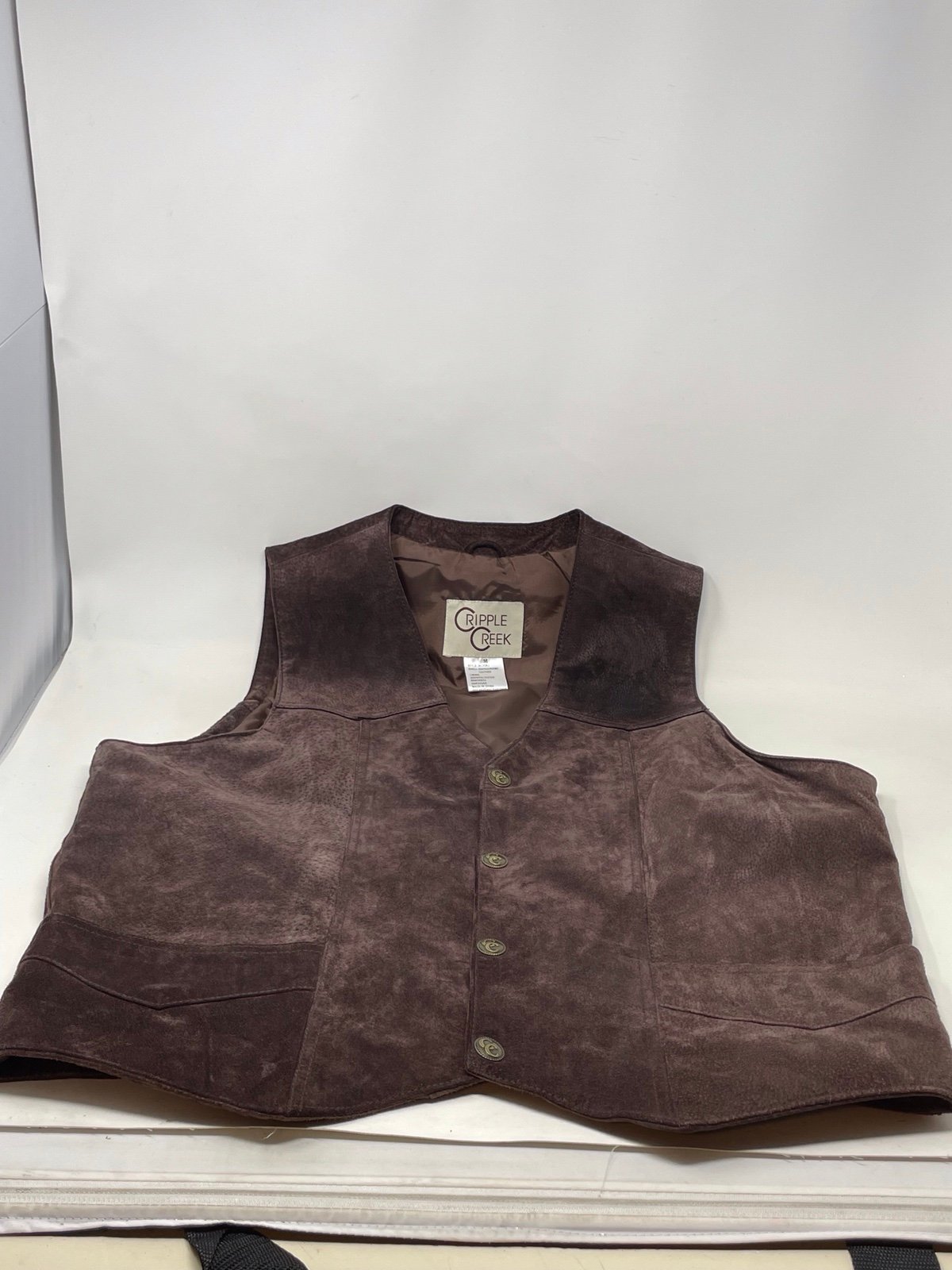 Cripple Creek Brown Suede Leather Vest Men’s Medium Western Wear