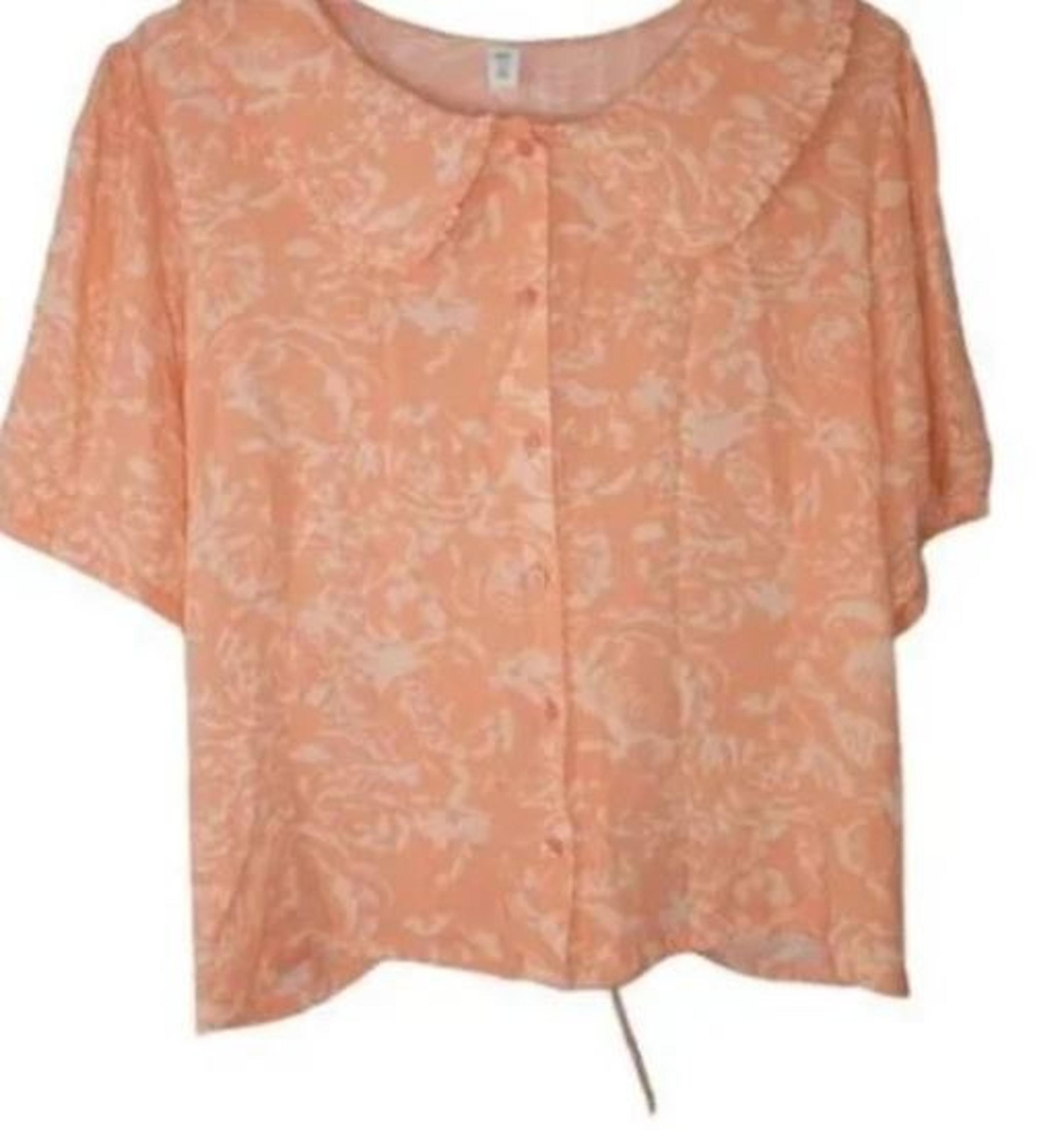 Nordstrom BP Womens Pink Coral Floral Button Front Peter Pan Collar Blouse JR 2X