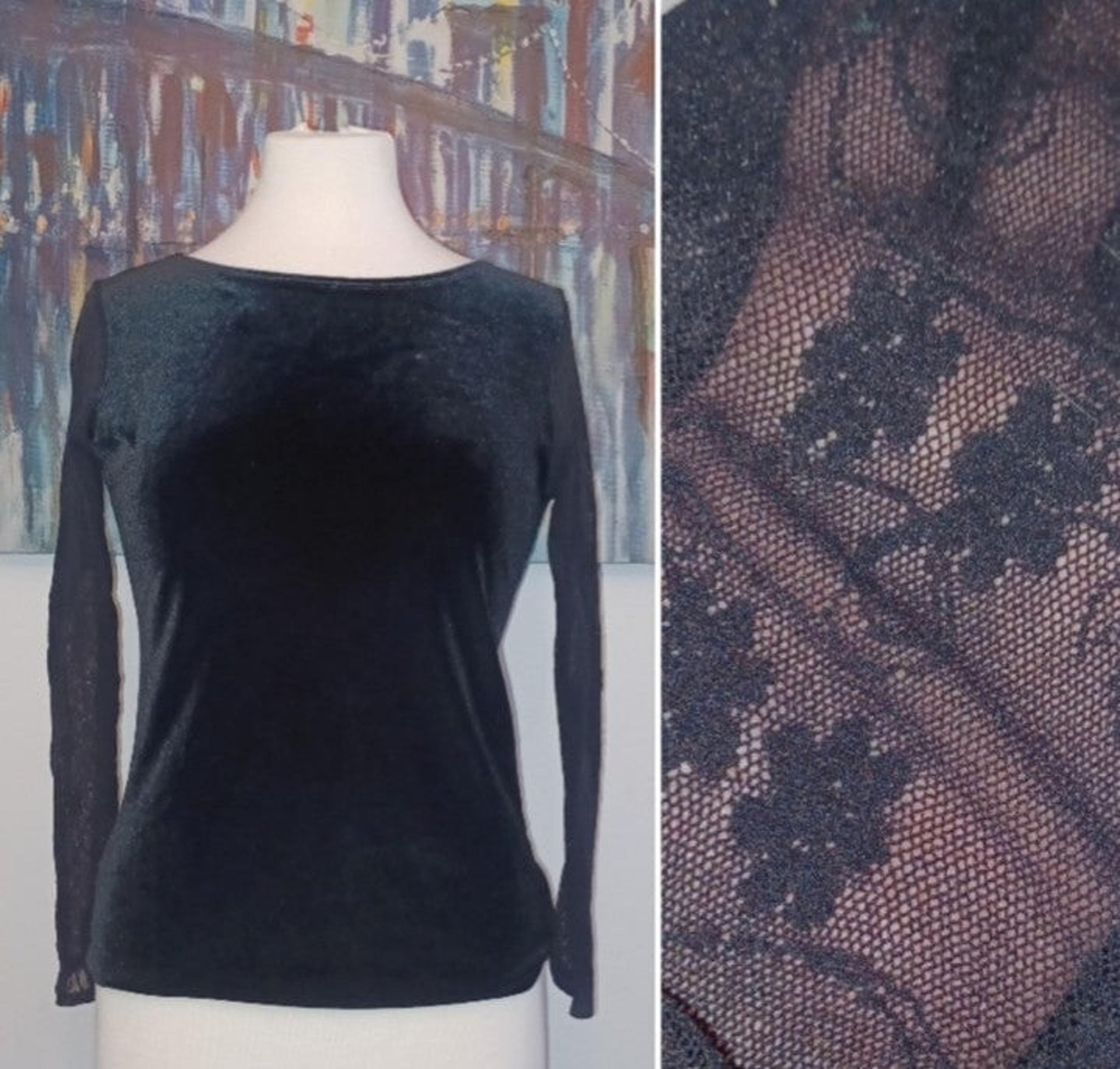 Made in USA Vintage Y2K Willi Smith Velvet & Sheer Lace Stretch Blouse