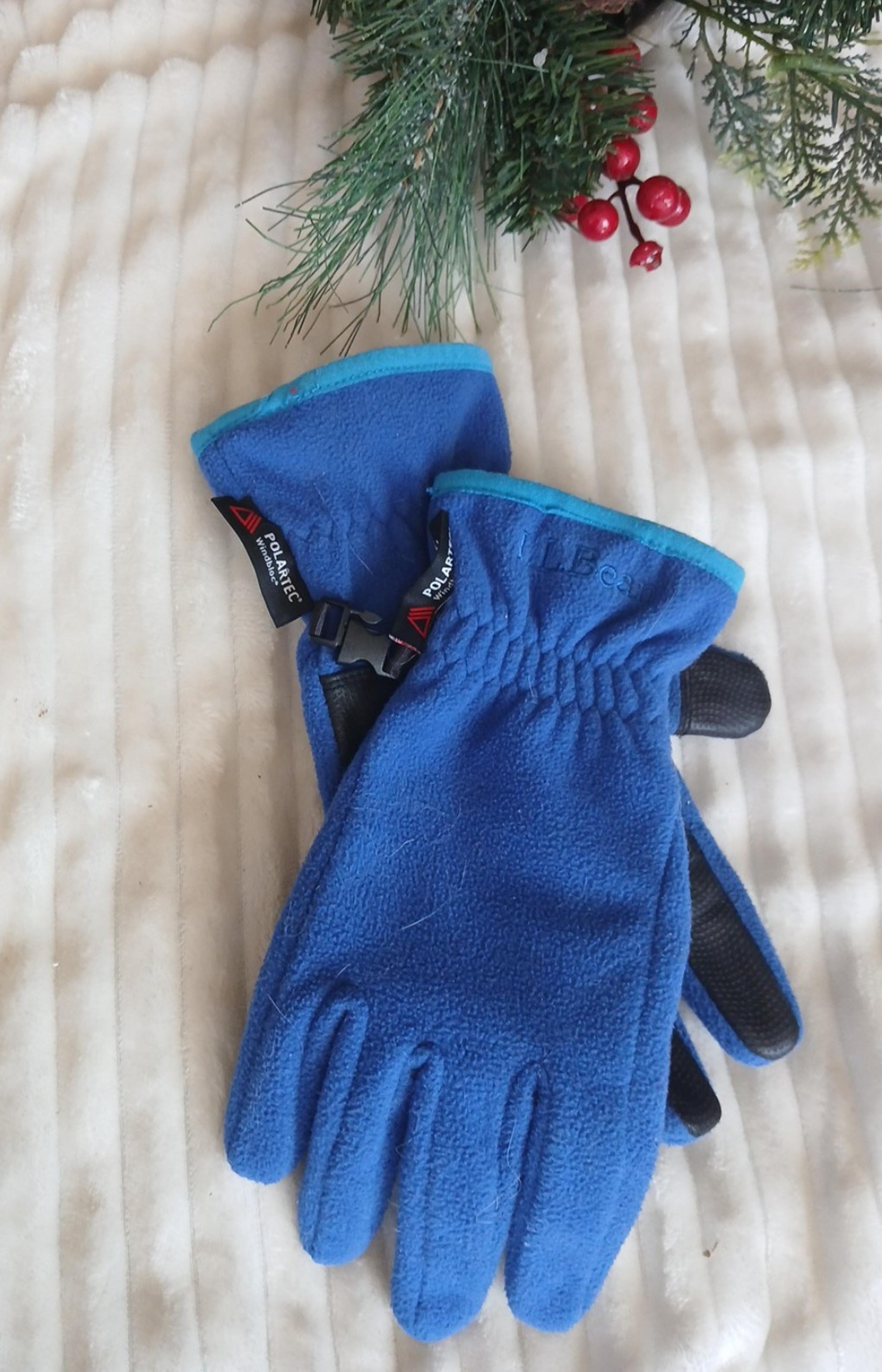 LL Bean Women’s Polartec Fleece Windbloc Gloves Size M Blue - L.L. Bean