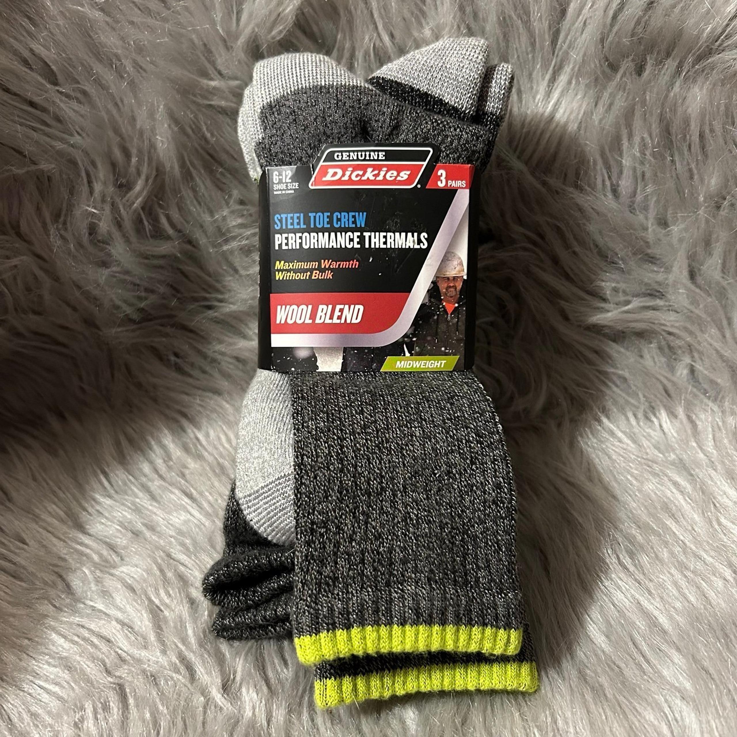 Genuine Dickies Steel Toe Crew Socks Mens Shoe Size 6-12 Grey Thermal Wool Blend
