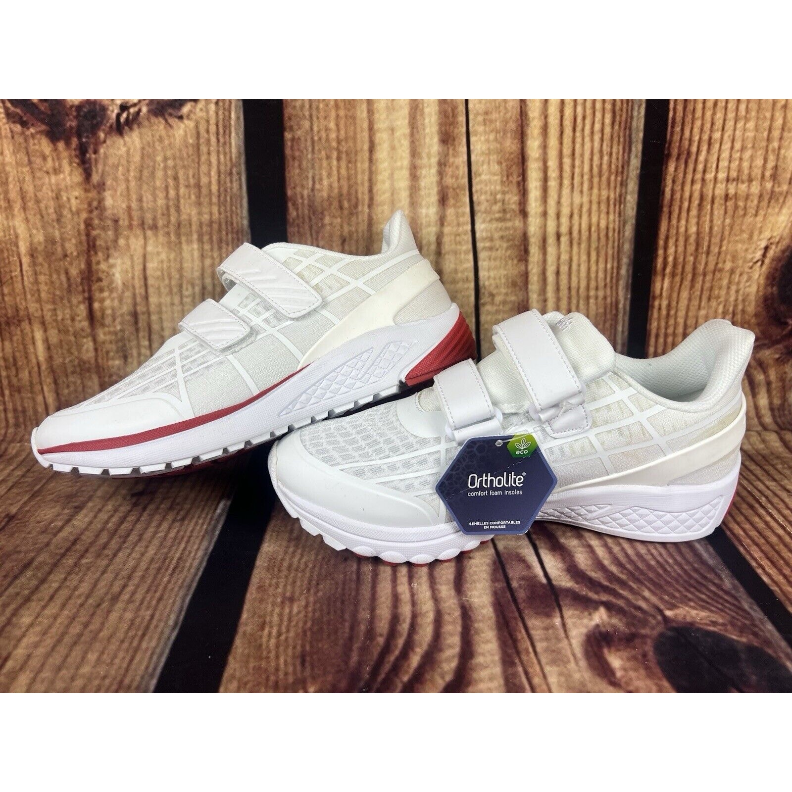 NEW Propet One Twin Strap Women’s 8 W - White Red Wide Athletic Shoes Hook Loop