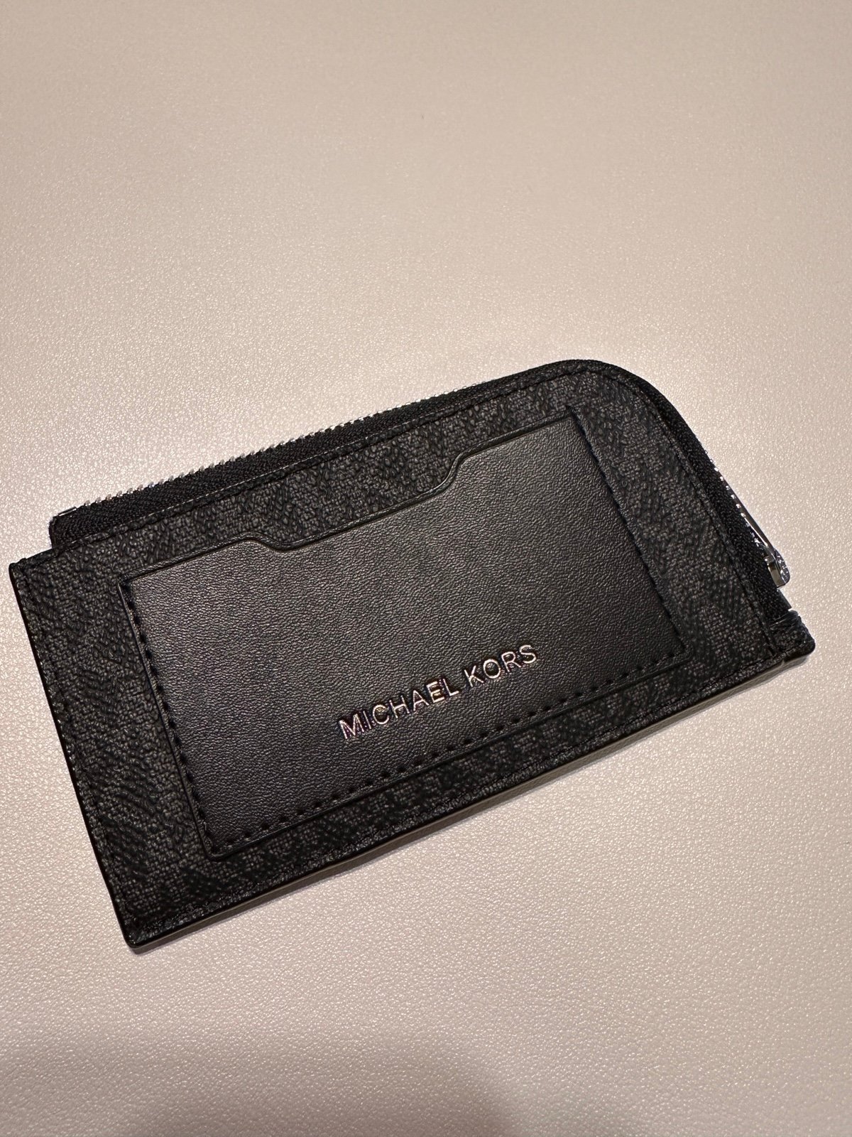 Michael Kors men’s black Logo Zip-Around Card Case