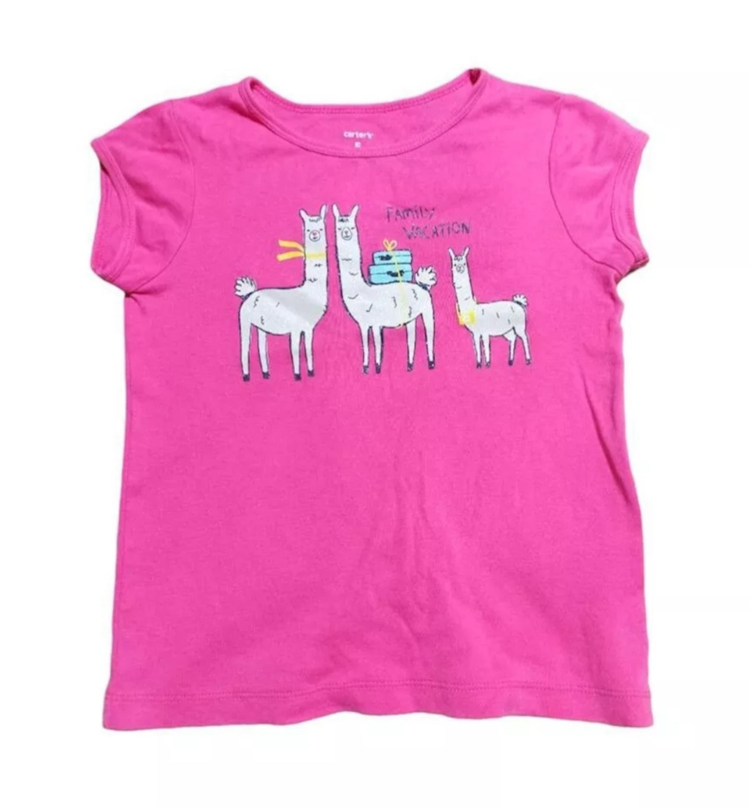 Carter’s Girl's Shirt Size 5 pink Short sleeve Llama Top Lama