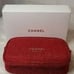 CHANEL COSMETIC BAG RED/GOLD GLITTER WIITH ORIGINAL BOX, CHAIN AND BAG TASSLE