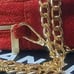CHANEL COSMETIC BAG RED/GOLD GLITTER WIITH ORIGINAL BOX, CHAIN AND BAG TASSLE