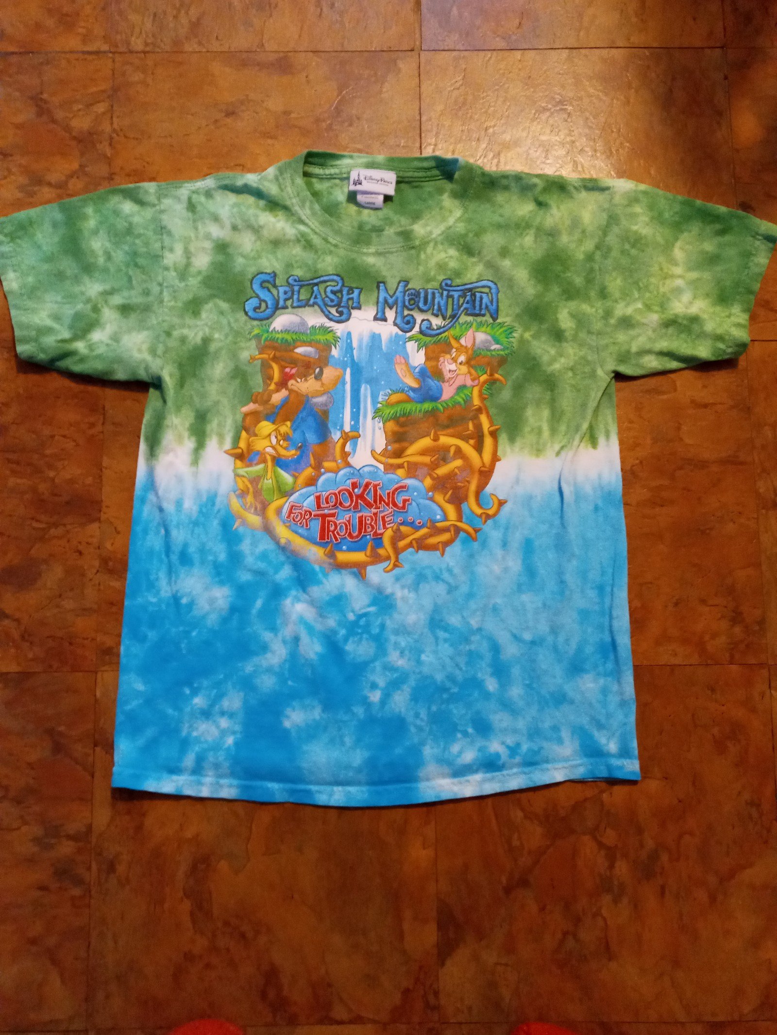 Disney Parks Splash Mountain Looking For Trouble Tie Dye Shirt Large Blue Green