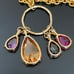 Vintage Multicolored CZ Teardrop Charms Gold-tone Cable Chain 34” Necklace 111g.