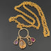 Vintage Multicolored CZ Teardrop Charms Gold-tone Cable Chain 34” Necklace 111g.