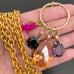 Vintage Multicolored CZ Teardrop Charms Gold-tone Cable Chain 34” Necklace 111g.