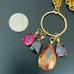 Vintage Multicolored CZ Teardrop Charms Gold-tone Cable Chain 34” Necklace 111g.