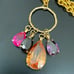 Vintage Multicolored CZ Teardrop Charms Gold-tone Cable Chain 34” Necklace 111g.