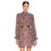 Ganni Pleated Georgette Leopard Print Mini Dress Small