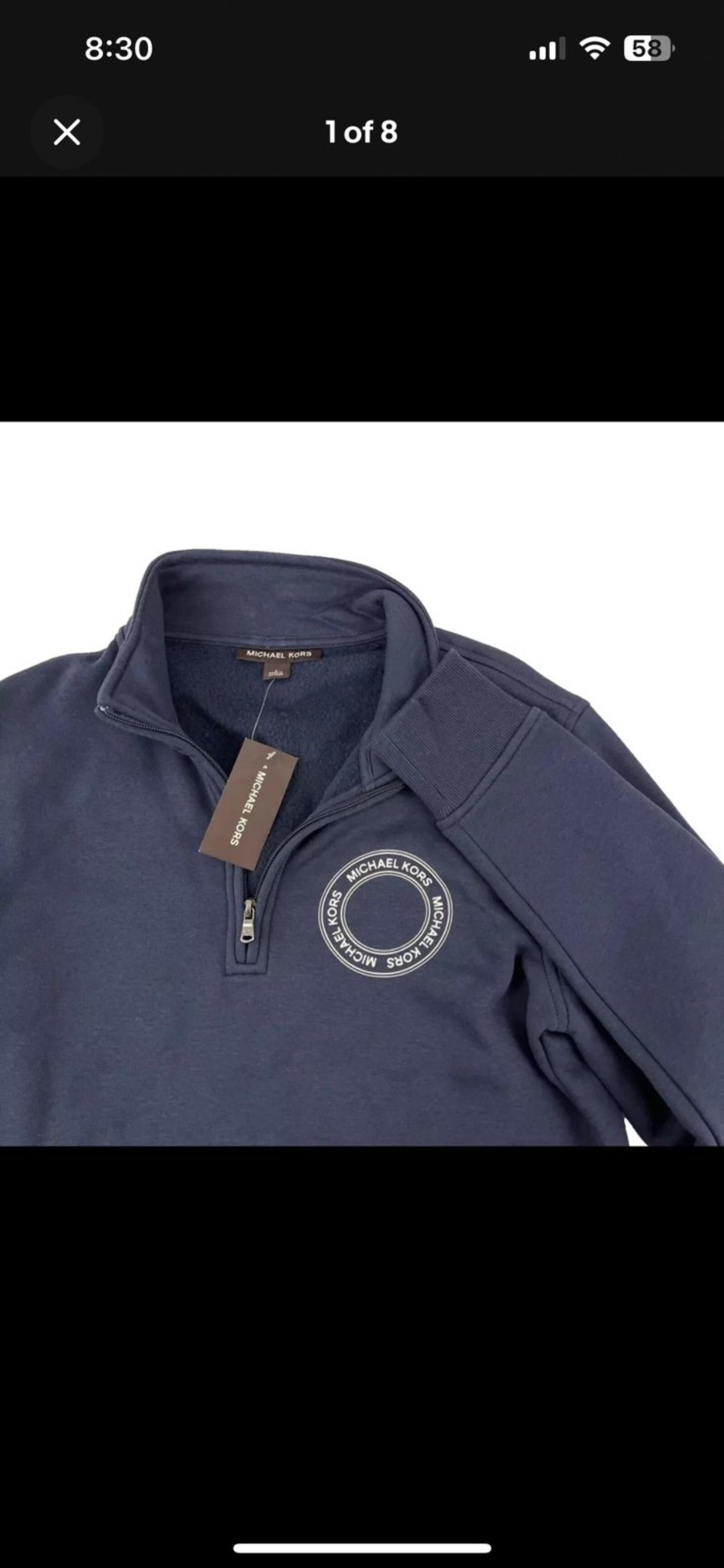 New Mens Michael Kors 1/4 Zip Pullover Sweatshirt Sz S NWT Blue $118 Logo