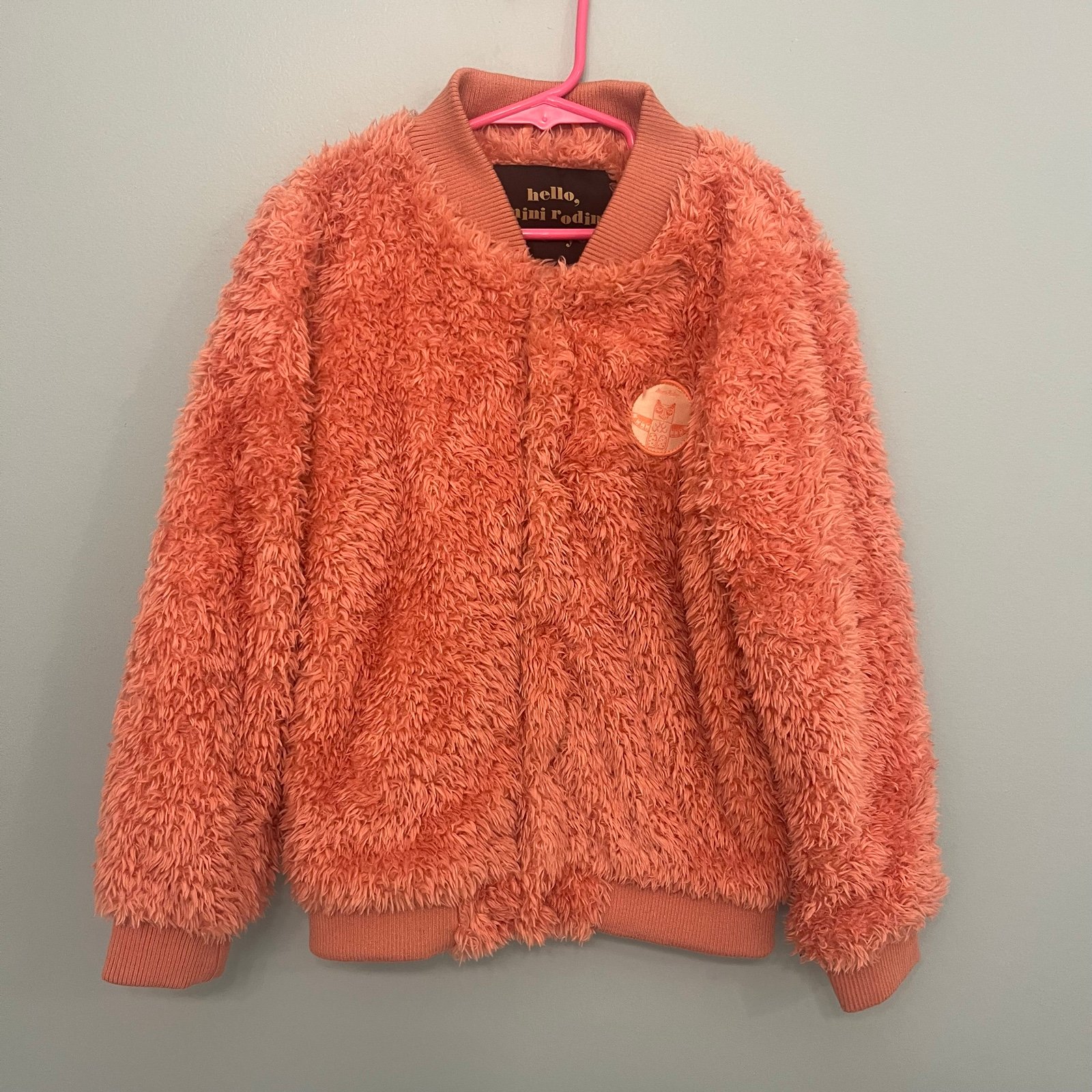 Girls’ Mini Rodini Pink Faux Fur Jacket Coat - Size 7-9
