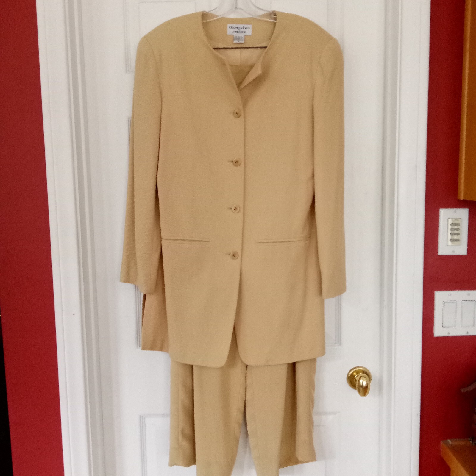 Bloomingdale's by Patrick 100% Silk VTG 1980s Pant Suit Jacket M Pants 14