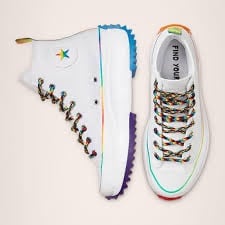 Converse Run Star Hike Hi Sneakers in White/Multicolor Pride US men 13