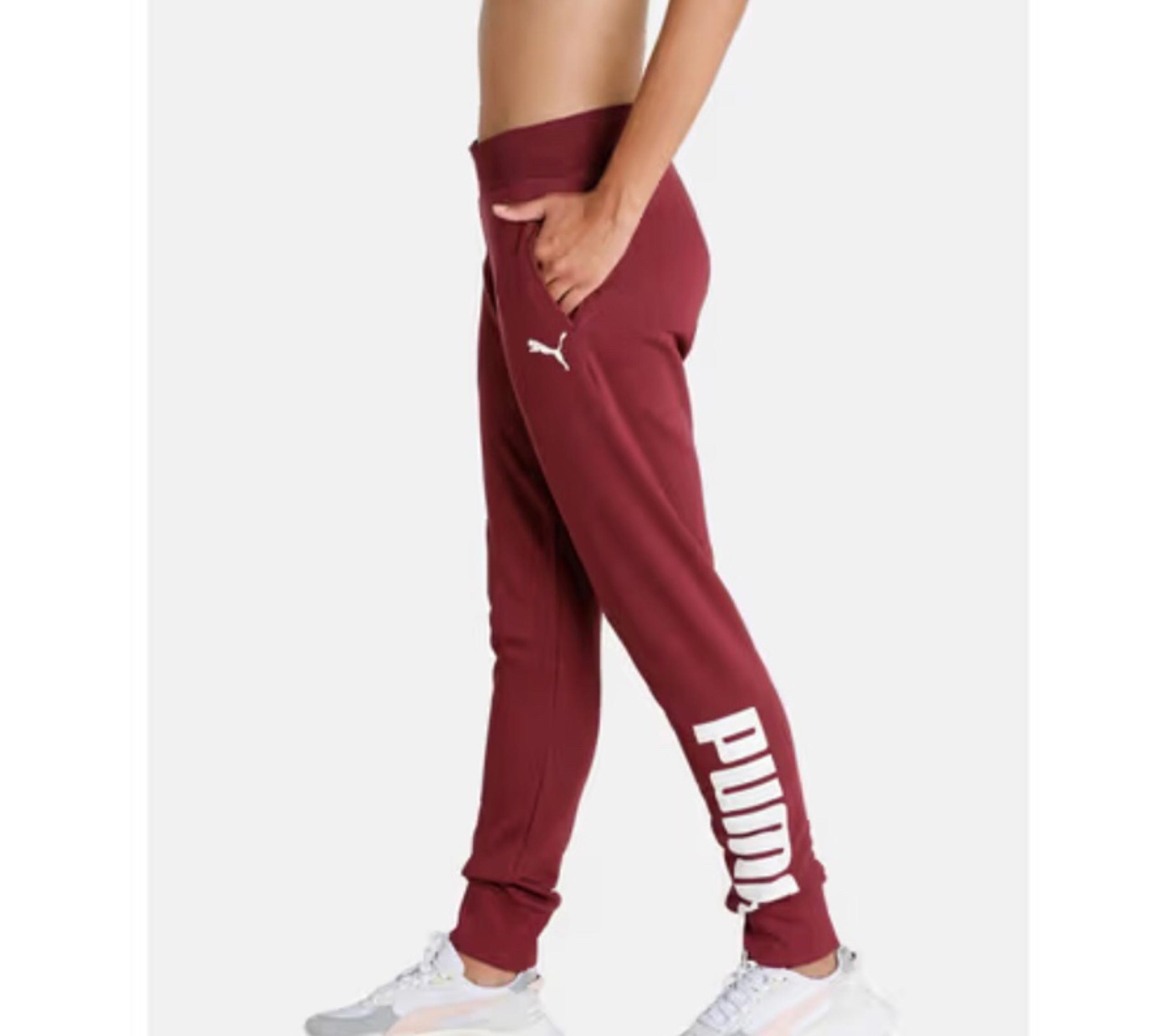 Puma Rebel Burgundy/Marron Logo Print Sweatpants Women’s Size M Activewear Pants