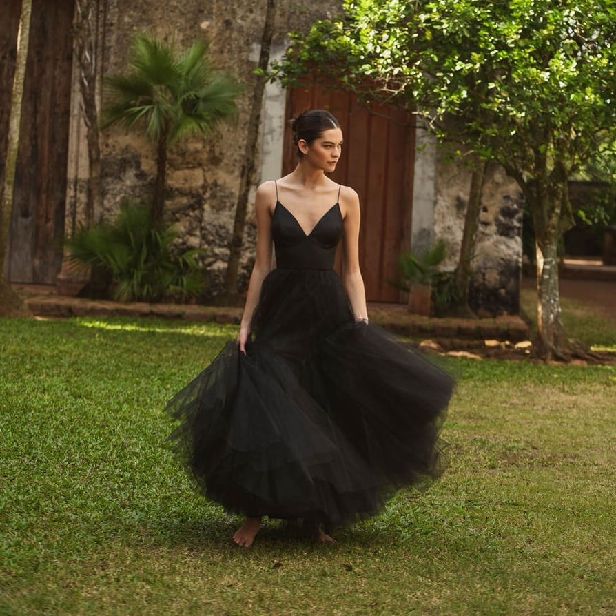 Hutch Lucia Black Tulle Maxi Dress