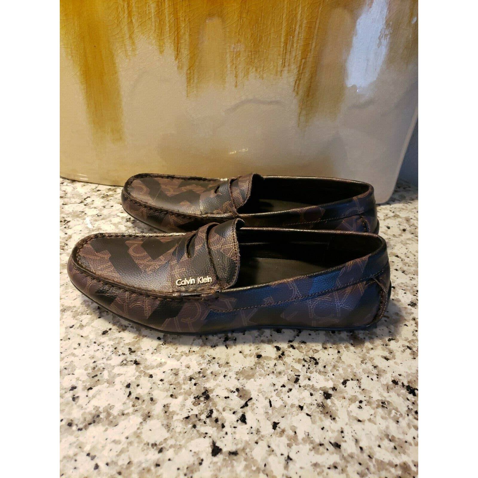 Calvin Klein Mens Signature Slip On Penny Loafer Sz 8 Ivan
