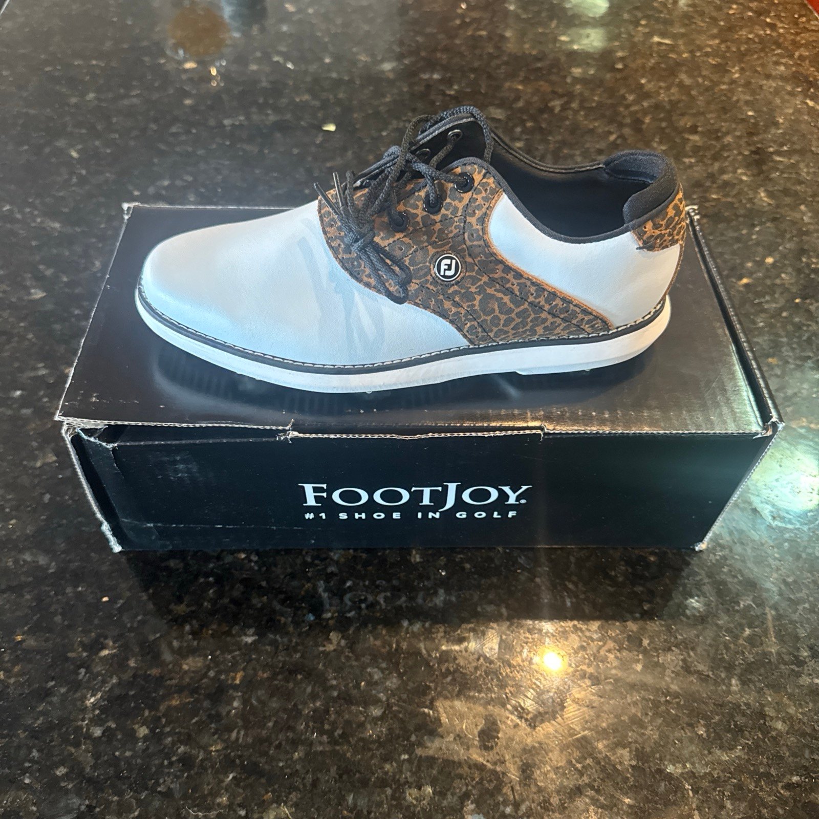 FootJoy Golf Shoes Women's Size 7 White Brown Leopard (97923)