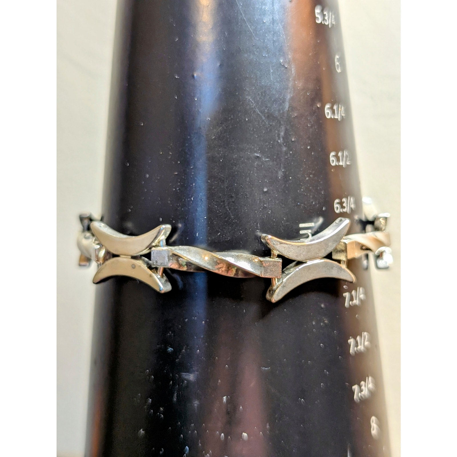 Vintage Marked Sterling X Twisted Tube Chain Link Fold Over Clasp 8 Bracelet