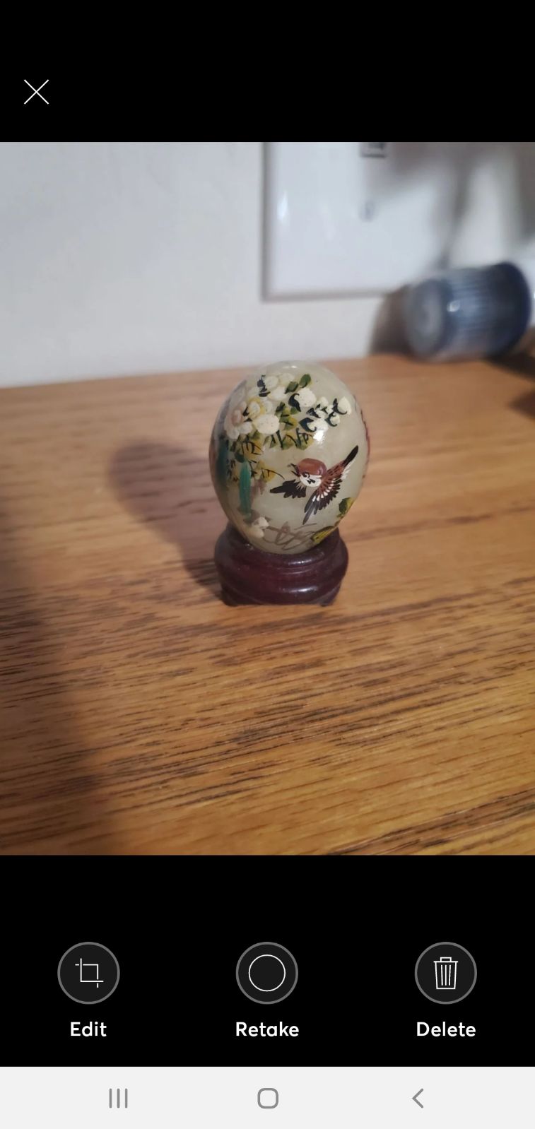 1.5 in. Decorative jade hand painted egg