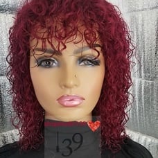 100% human hair water wave red wig