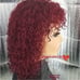 100% human hair water wave red wig