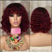 100% human hair water wave red wig