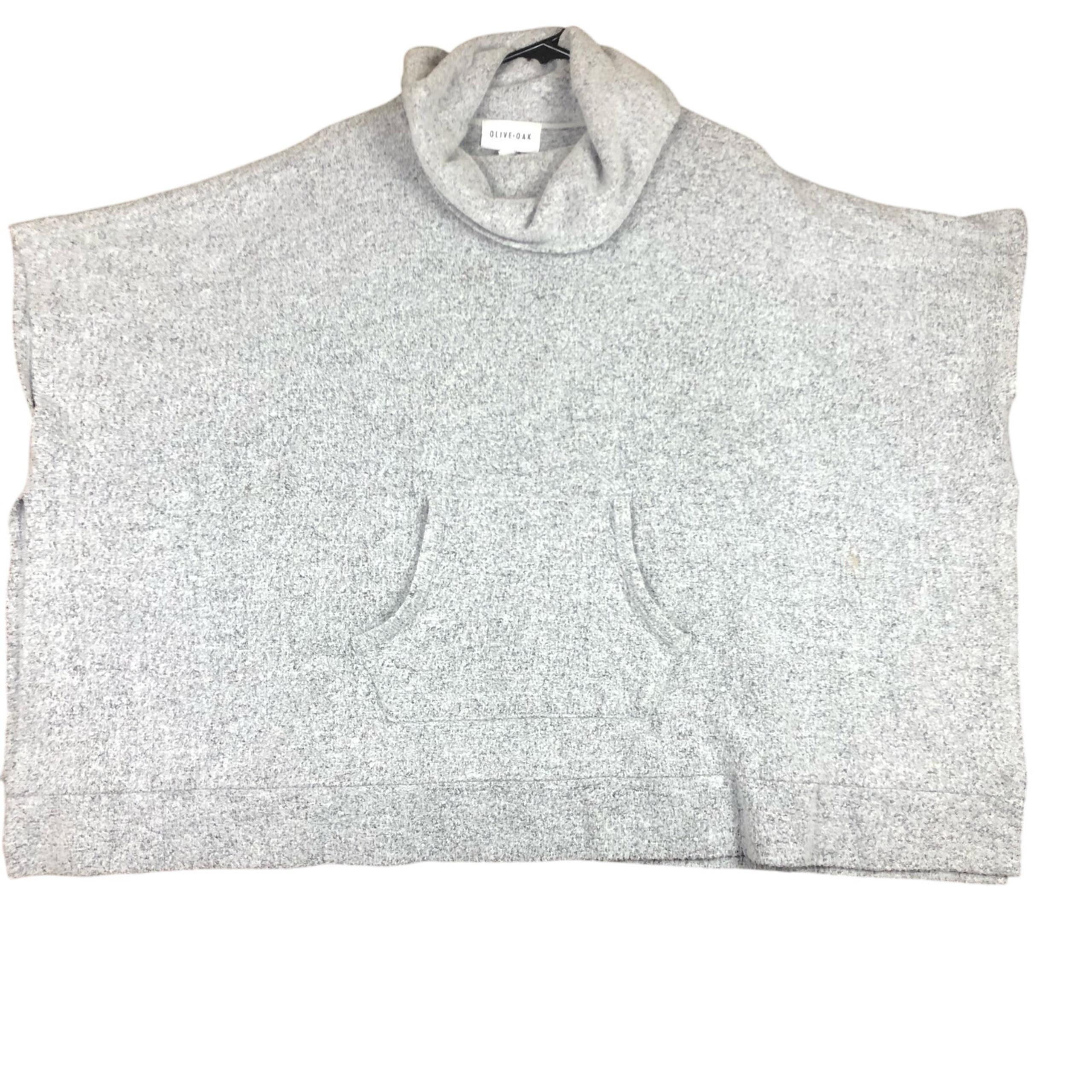 Olive & Oak Womens Sweater Heathered Gray Mock Sleeveless Shawl Stretch XS/S