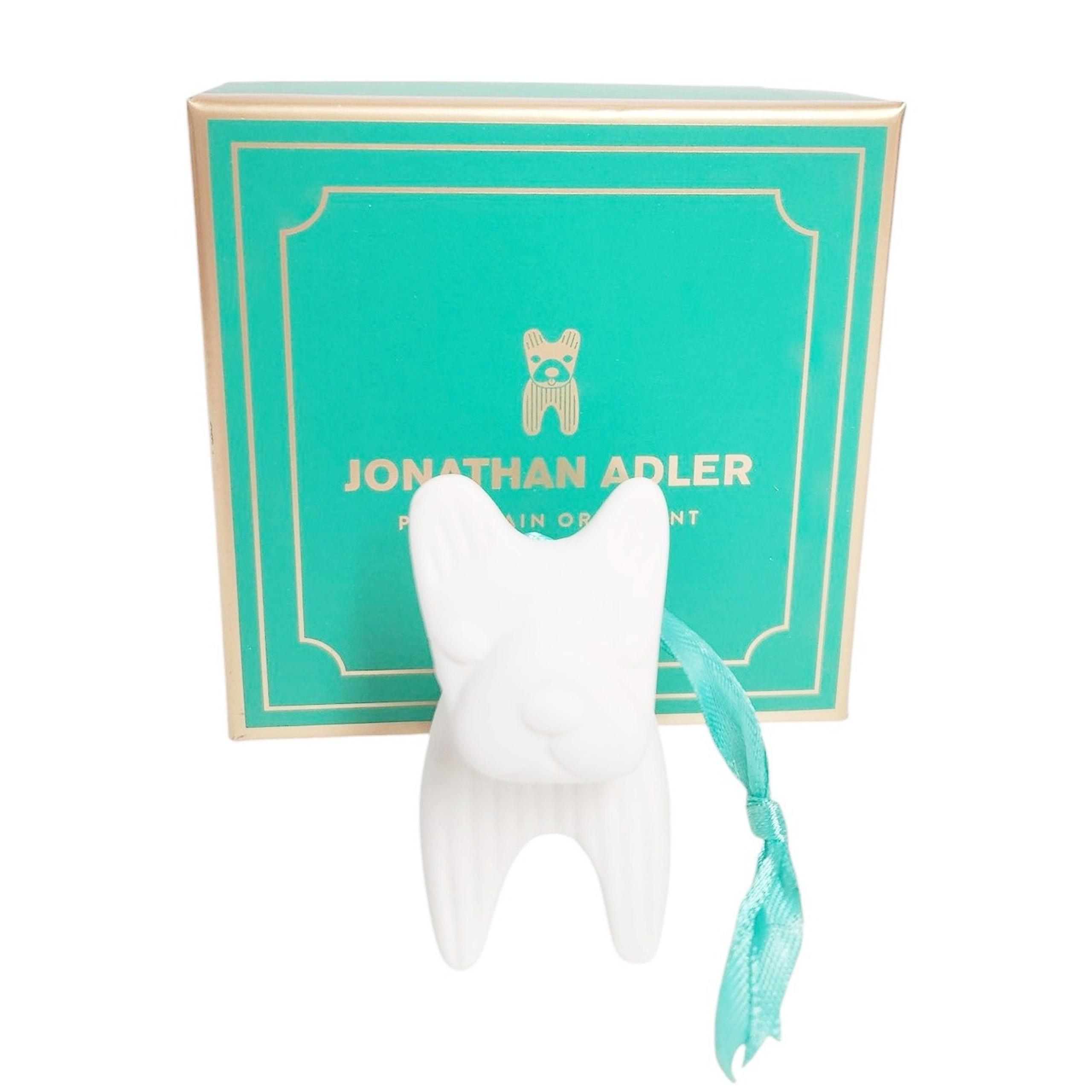 Jonathan Adler French Bulldog Ornament Ivory Hight Fire Matte Porcelain New Box