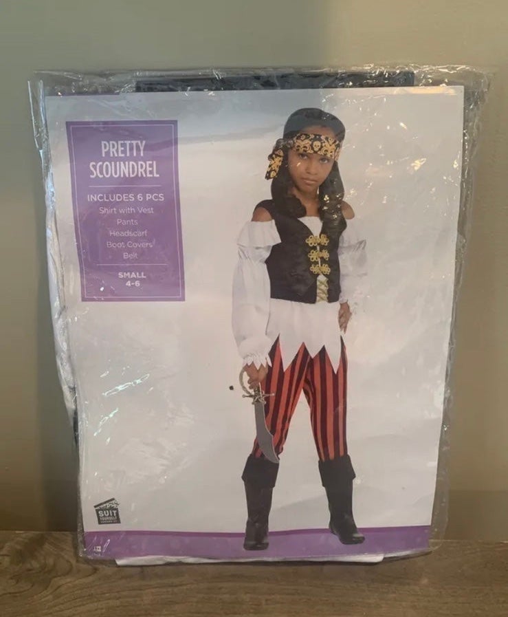 Pretty Scoundrel Pirate Halloween Dress up Costume Child Small 4-6 NWT